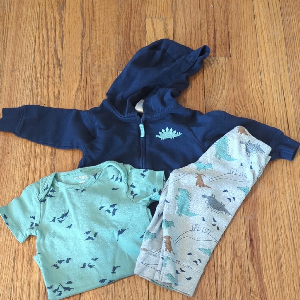 Carter's Blue and Green Dinosaur Matching Outfit